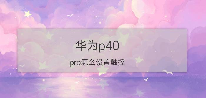 华为p40 pro怎么设置触控 p40pro降级后触摸不灵？